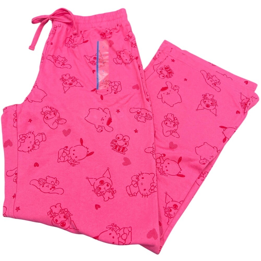 Hello Kitty wide leg lounge/PJ pants Aurora Pink.‎ Size L. Waist 15-16